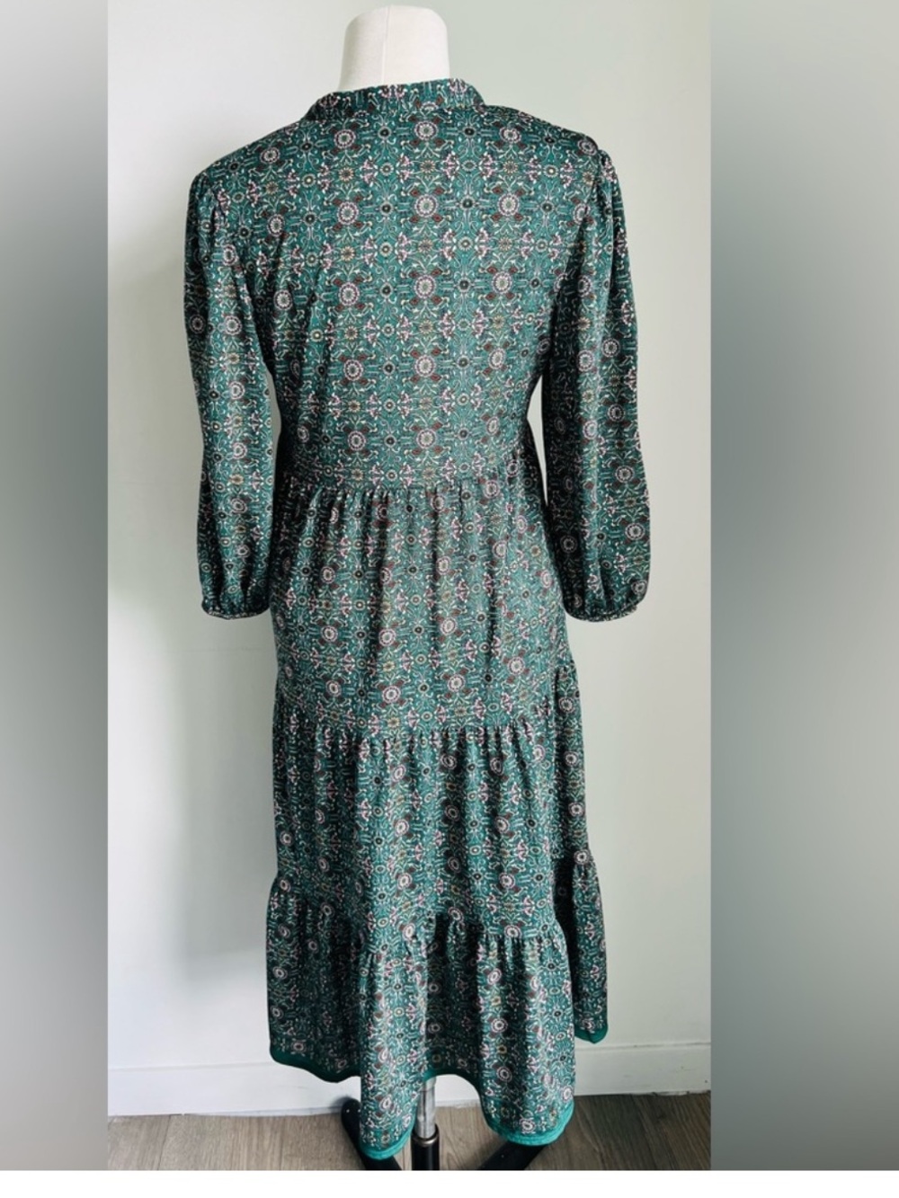 Monteau Green Printed Tiered Maxi Dress - Picture 3 of 4